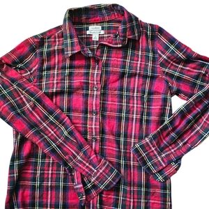 L.L. Bean Women's Vibrant Red STEWART Plaid Button Down Shirt Size S